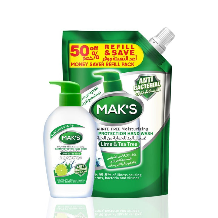 Mak's Germs- Protection Hand Wash Sulphate Free Lime & Tea Tree 200ml