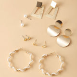 Shein- Fashion Jewellery Set Of 6 Pearl Metal Earings Women