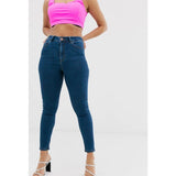 Asos- Petite Ridley High Waisted Skinny Jeans In Rich Mid Blue Wash