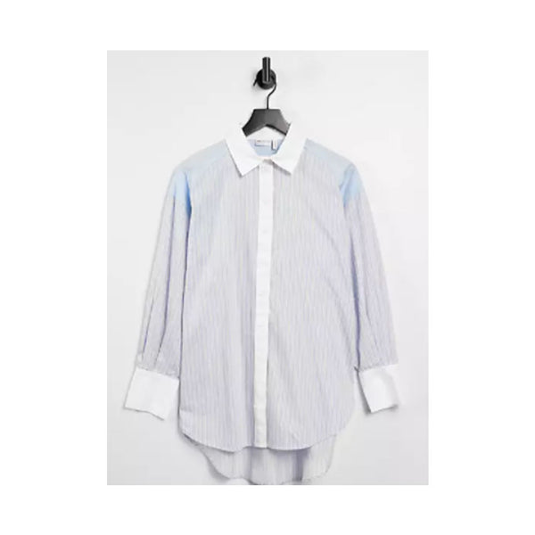 Asos- Design dad shirt in light blue stripe