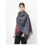 Woolen Printed Stole Maroon and Blue