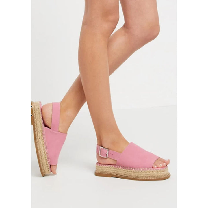 Asos Design- Asos Design Hannah Suede Flatform Espadrilles In Pink