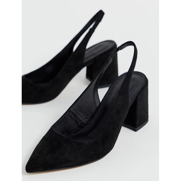 Asos Design- Asos Design Wide Fit Samson Slingback Mid Heels In Black