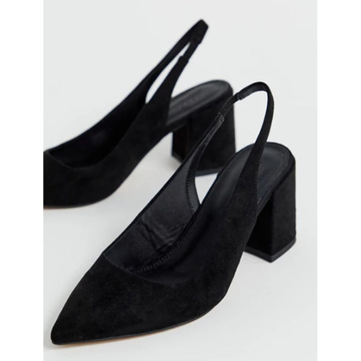 Asos Design- Asos Design Wide Fit Samson Slingback Mid Heels In Black