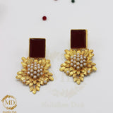 Medallion Dusk- Gold Leaf Earrings