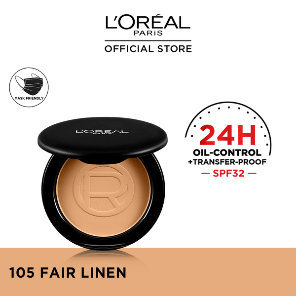 LOreal Paris- Infallible 24H Oil Killer High Coverage Powder, 105 Fair Linen