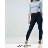 Asos- Petite Ridley High Waist Skinny Jeans With Double D-Ring Detail In Viola Deep Blue Wash