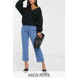 Asos- Petite High Rise Slim Stretch Straight Leg Jeans In Brightwash