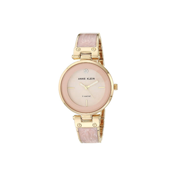 Anne Klein- Anne Klein Womens Genuine Diamond Dial Bangle Watch (Pink/Gold)