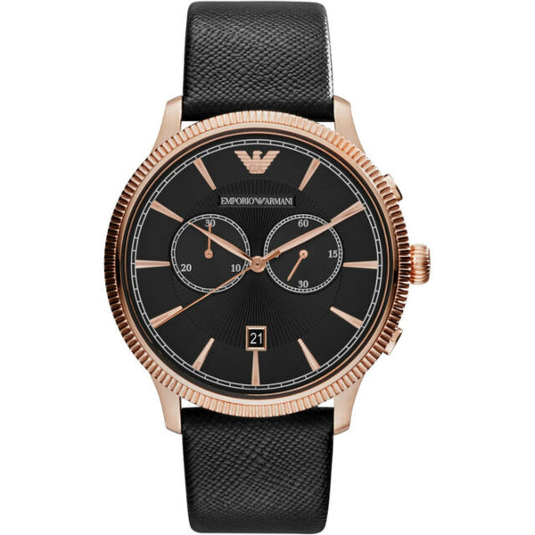 Emporio Armani- Men’s Quartz Leather Strap Black Dial 43mm Watch AR1792