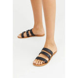 Asos- Farren Leather Flat Sandals In Black Croc