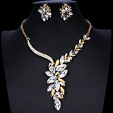 Dama Rusa- Pearl Golden Crystal Jewellery Set for Women- TM-ER-29