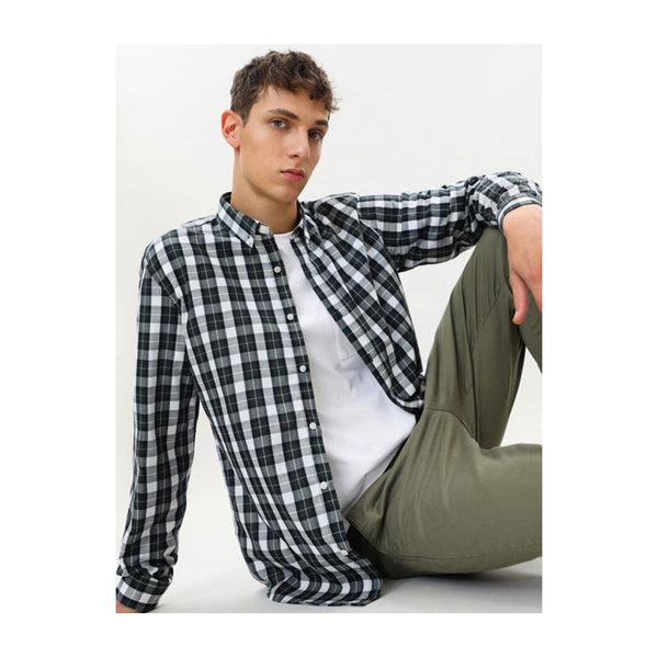 Lefties- Easy-Iron Check Shirt Dark Khaki