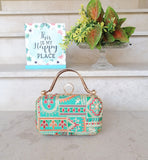 The Originals Hand Embroided Cluthes Sea Green Evening Bag