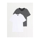 Lefties- Pack Of 2 Plain And Striped T-Shirts White