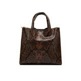 Koton- Brown Animal Printed Leather Look Tote Bag