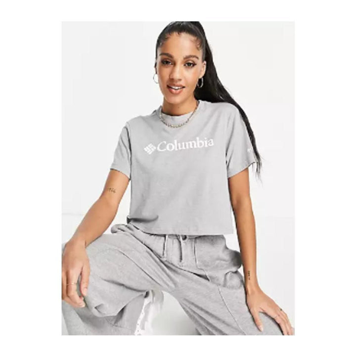 Asos- Columbia CSC crop t-shirt in light grey marl Exclusive at ASOS