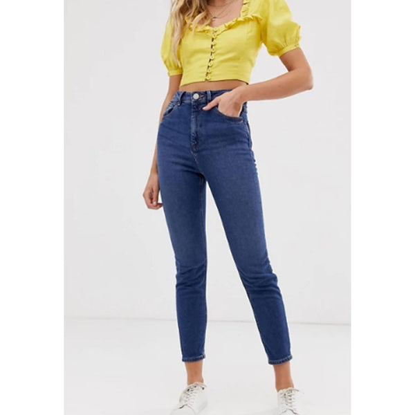 Asos Design- Recycled High Rise Farleigh Slim Mom Jeans in Dark Wash