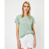 Koton- Round Neck Short Sleeve Printed T-Shirt - Green
