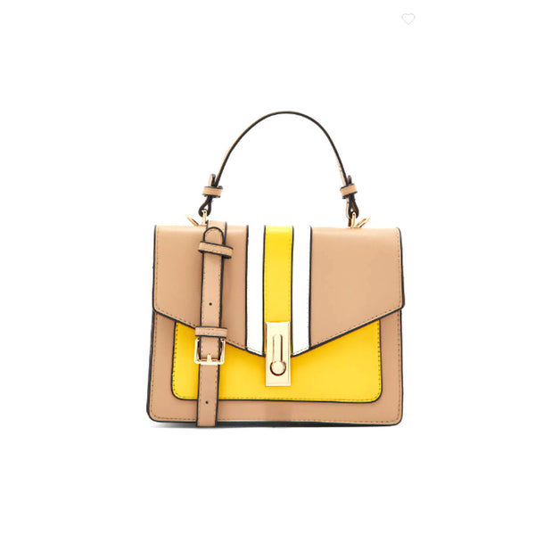 Ginger- Contrast Colour Small Satchel with Crossbody Strap