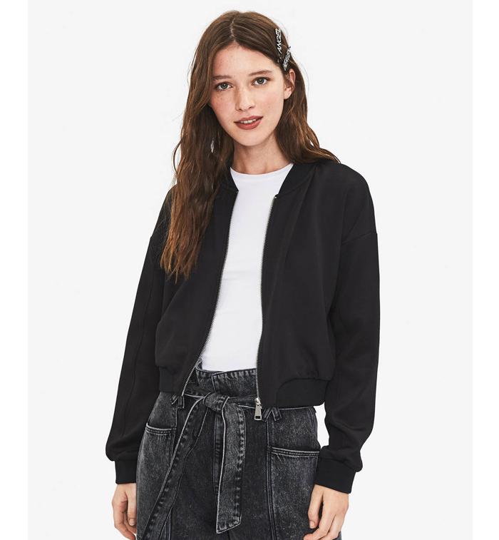 Copy of Bershka- Black Cropped Bomber Jacket