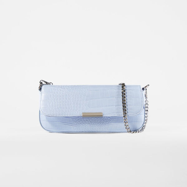 Bershka- Mock croc chain bag - Light Blue