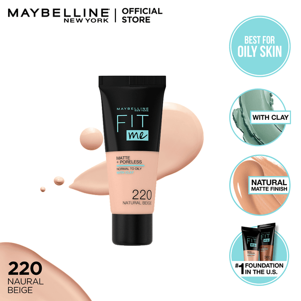 Maybelline New York Fit Me Matte + Poreless Face Foundation 220 Natural Beige 30 ml