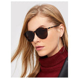 Shein- Flat Lens Sunglasses With Tortoise Frame For Women