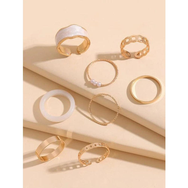 Shein- 8pcs Faux Pearl Decor Ring