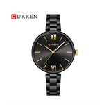 Curren- luxury Casual Analog Quartz Watch Women Wrist Watch- 9017- Black