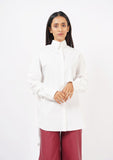Nine90nine- Oversized Dip Hem Shirt - White