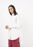 Nine90nine- Oversized Dip Hem Shirt - White