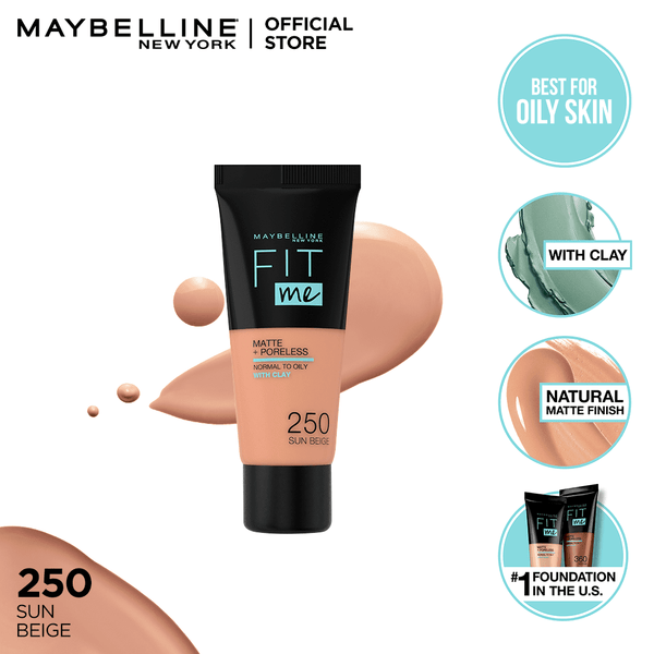 Maybelline New York Fit Me Matte + Poreless Foundation 250 Sun Beige 30 Ml