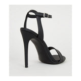 New Look- Black Leather-Look 2 Part Stiletto Sandals For Women