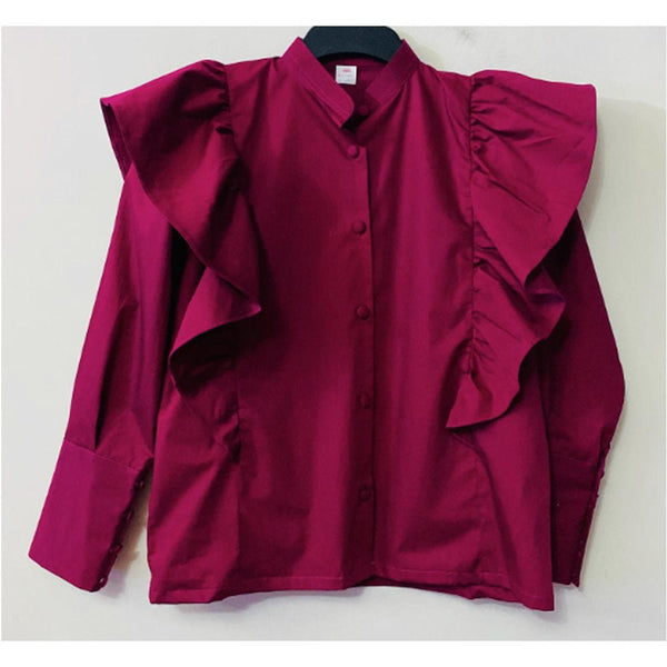 Meraki- Fuchsia frill top