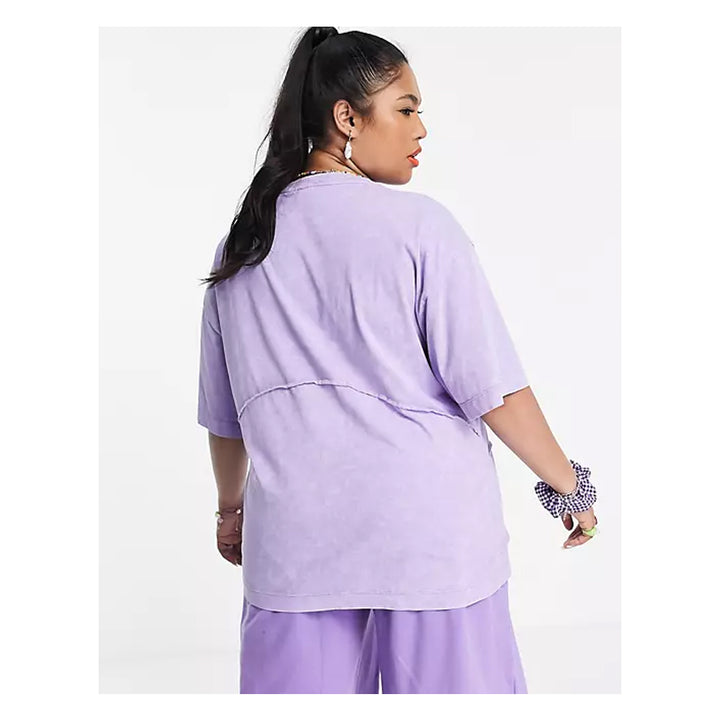 Asos- Collusion Plus Contrast Seam Acid Oversized Tee In Lilac