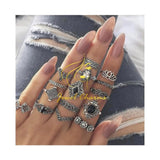 Jewel charms- 15 Midi Rings Antique Silver