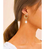 Shein- A Pair Of Earrings Made Of Circular Faux Pearls With A Hollow Cut