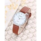 Shein - Square Pointer Quartz Watch- Light Brown