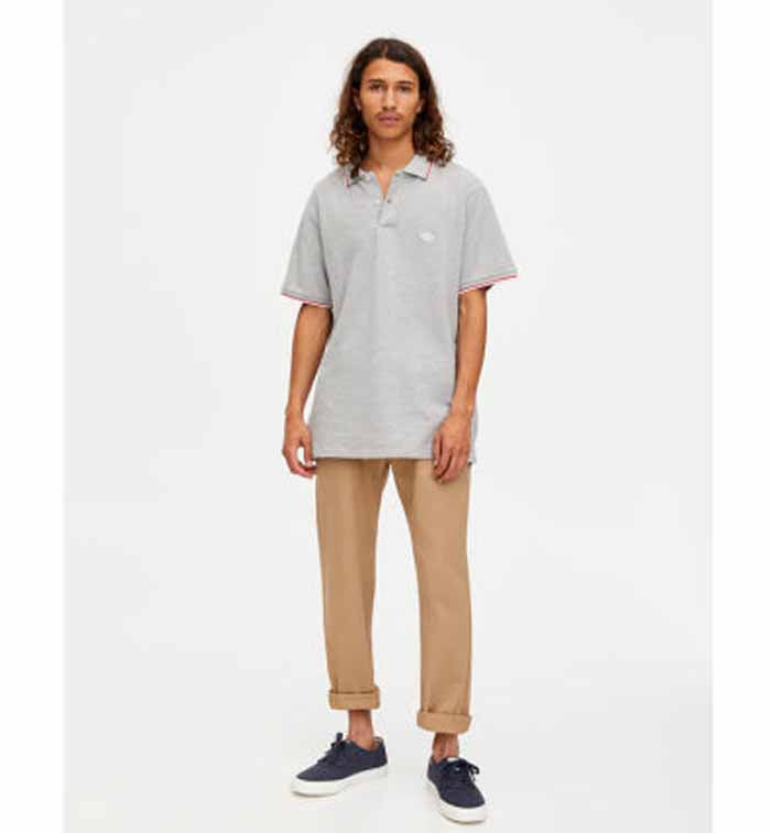 Pull & Bear- Men Ribbed Mesh Polo T-shirt