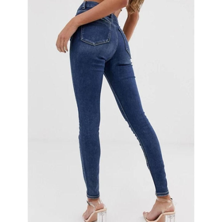 Asos Design- High Rise Ridley Skinny Jeans in Extreme Dark Stonewash Blue