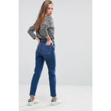 Asos Design- High Rise Farleigh Slim Mom Jeans in Dark Wash