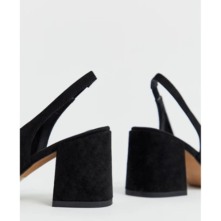 Asos Design- Asos Design Wide Fit Samson Slingback Mid Heels In Black