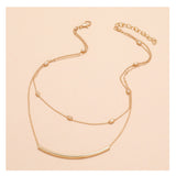 Jolly Chic- 1 Piece Multi-Layer Necklace Delicate Faddish Beads Decor Simple Multi-Layer Necklace - Gold