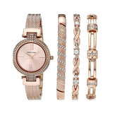 Anne Klein- Womens Swarovski Crystal Accented Watch and Bracelet Set, AK/3584