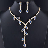 Dama Rusa- Blue Charm Leaves Drop Jewellery Set for Women- TM-ER-30