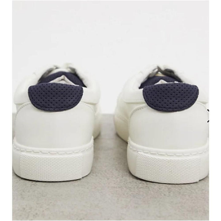 Asos Design- Asos Design Wide Fit Trainers With Contrast Tongue And Heel In White