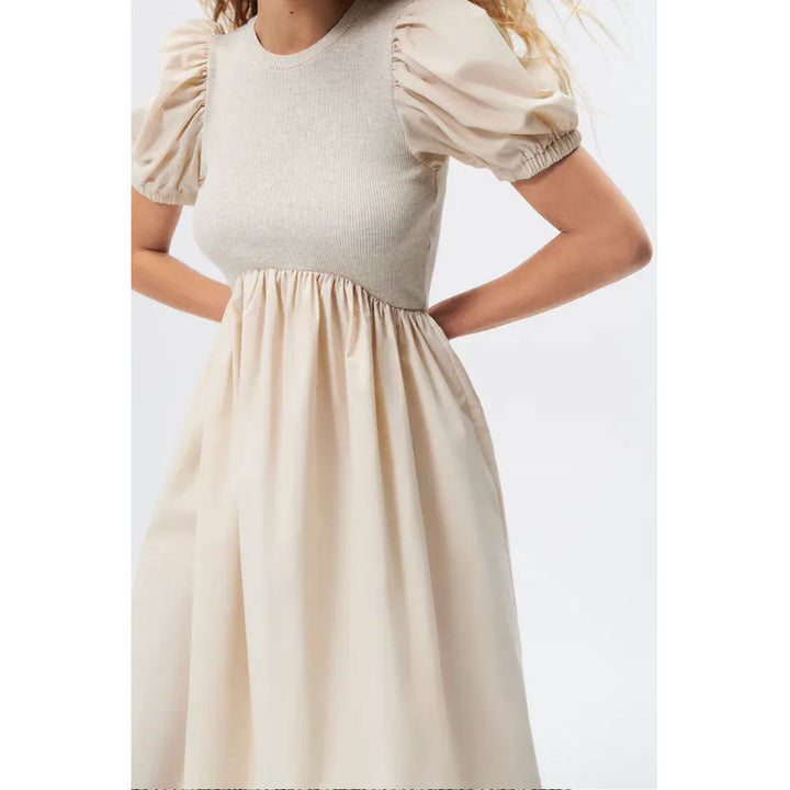 Zara- Combined Dress-  Light mink