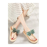 Shein- Bow Decor Slingback Thong Sandals