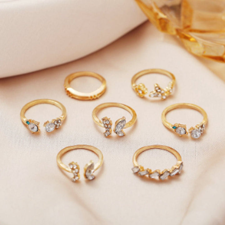 Shein- 7Pcs / Set Alloy Butterfly Adjustable Flowers Rings